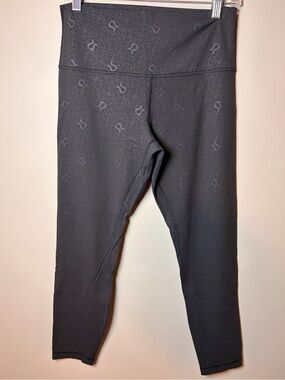 Lululemon Wunder Under High Rise Tight 25” Manifesto Emboss Black Size 10